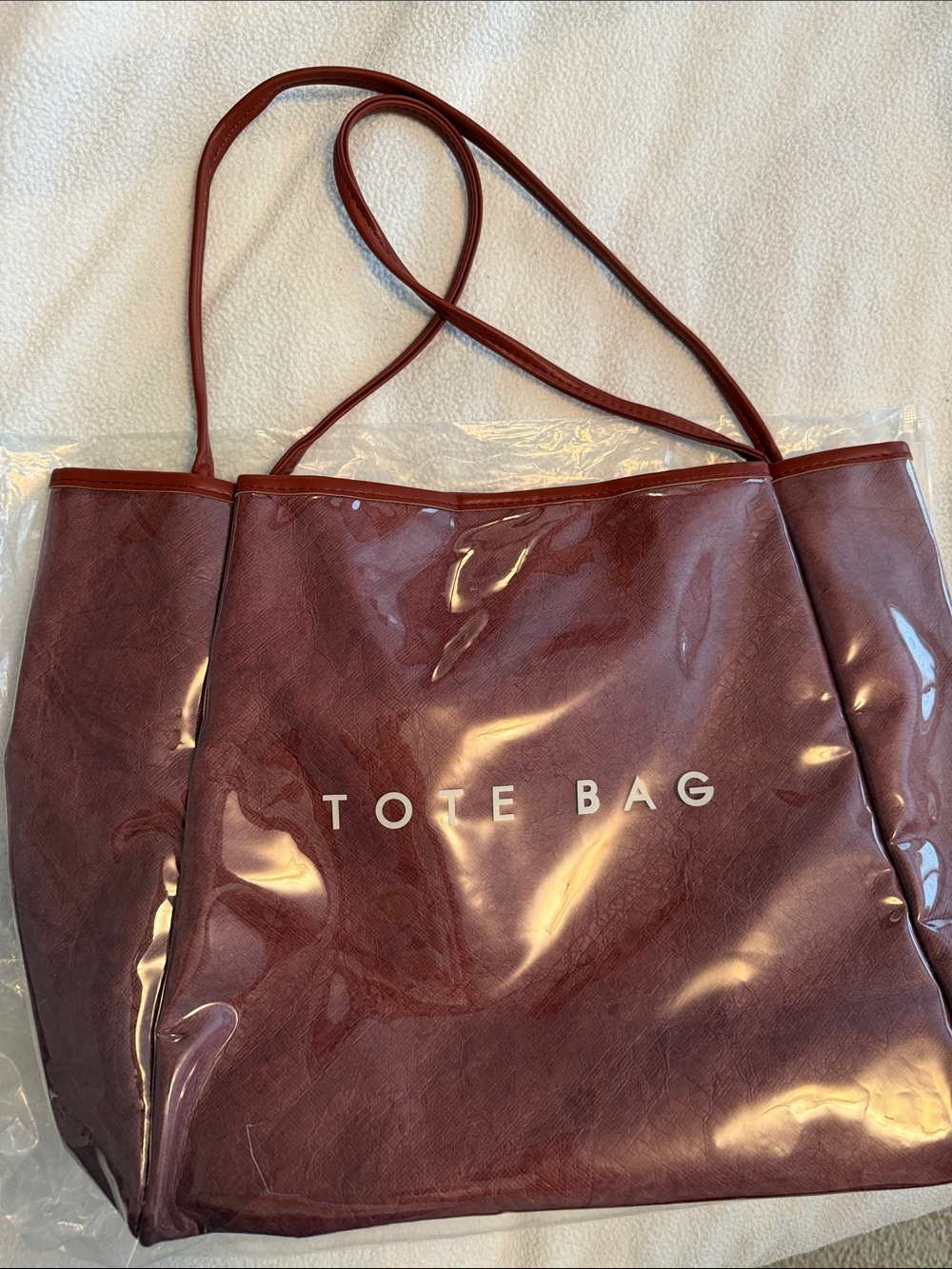 Zenana NWT PVC Tote Bag Burgundy